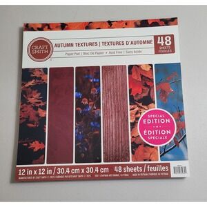 Craft Smith Autumn Textures Paper Pad 12x12 48 Sheets Fall Scrapbook New